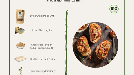 Dried Chanterelles on Toast