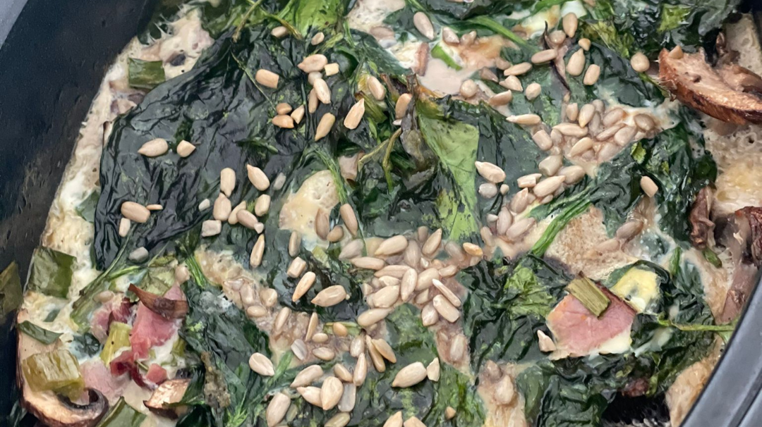 Spinach frittata with wild mushrooms