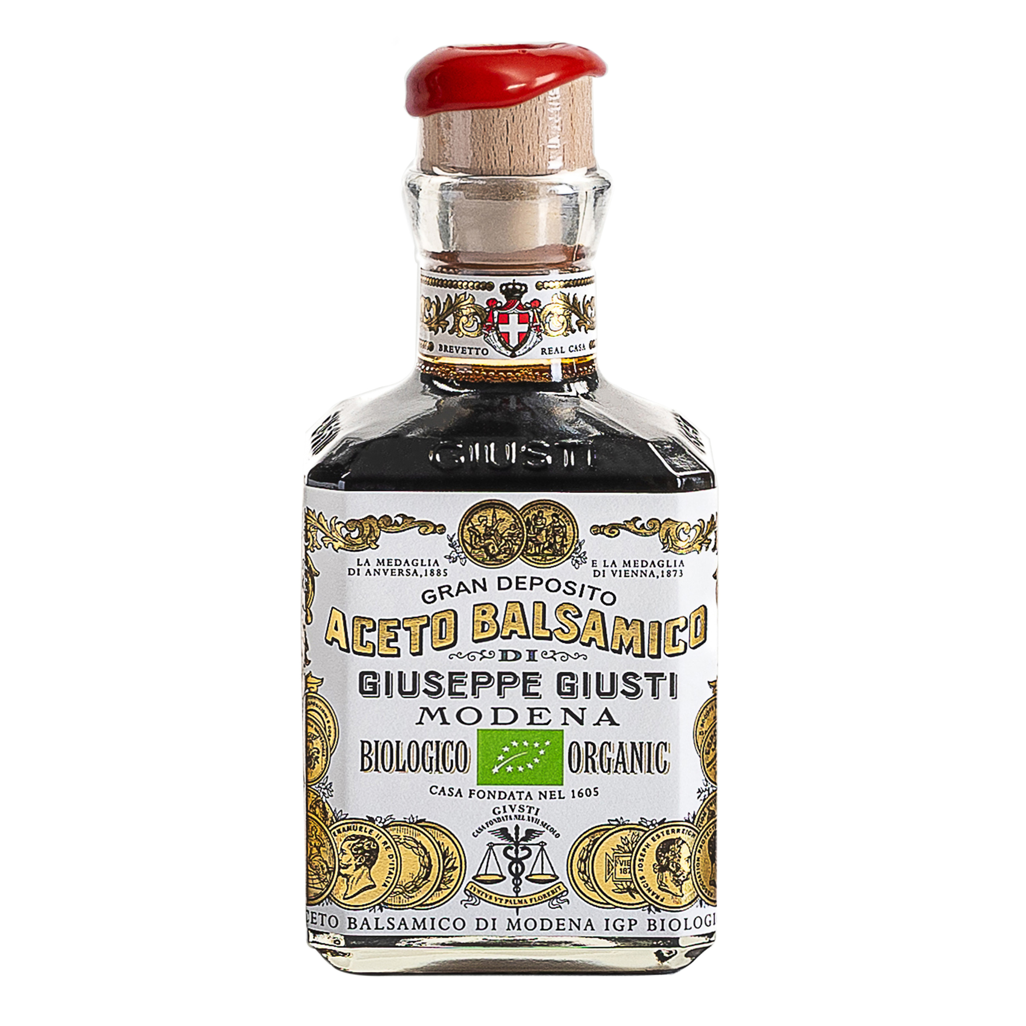 Giusti Balsamico – certified organic high-quality Italian balsamic vinegar in elegant bottle.