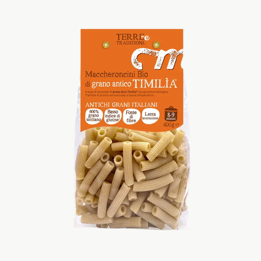 Organic ancient grain pasta made from Italian Timilia wheat