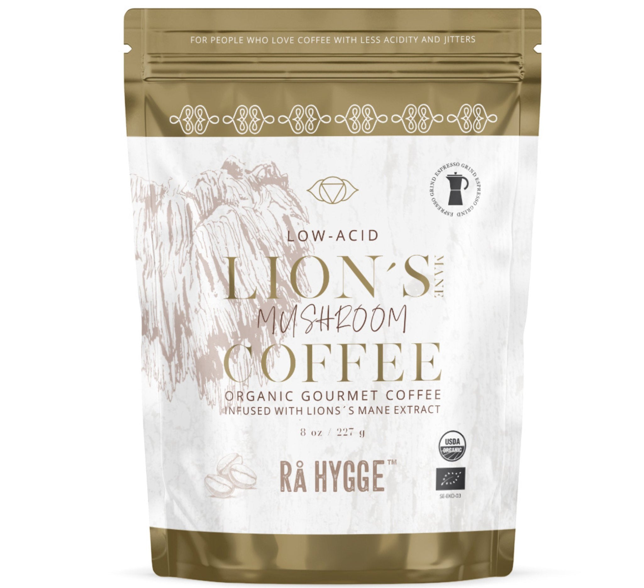 BIO Lion's Mane Espresso Coffee Grind | Lion's Mane Mushrooms | Organic Mushroom Coffee| The Bio Foods