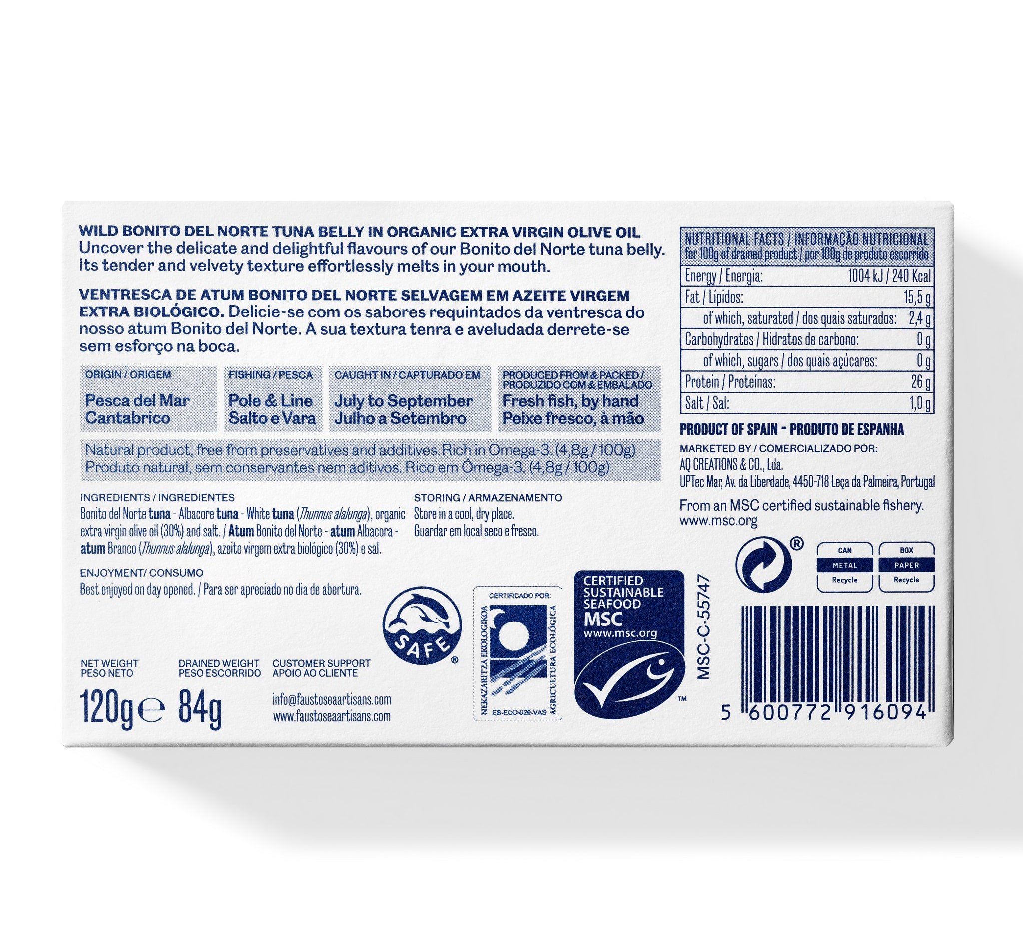 Wild Tuna Belly in Organic EVOO | Bonito del Norte Tuna | The Bio Foods Online